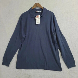 NWT Clique Mens Long Sleeve Polo Shirt Navy XL 60% Cotton 40% Polyester  10PT